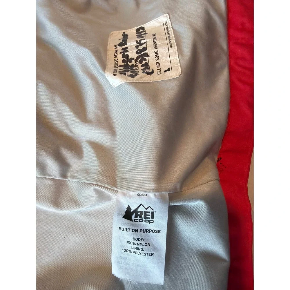 REI Co-op Girls Red Hooded Windbreaker Jacket Mountain Print‎ Size L 14-16